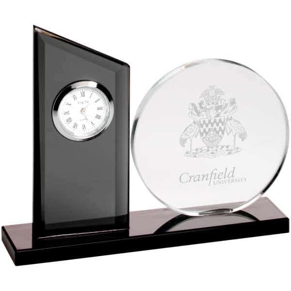 Clear & Black Glass Clock Award