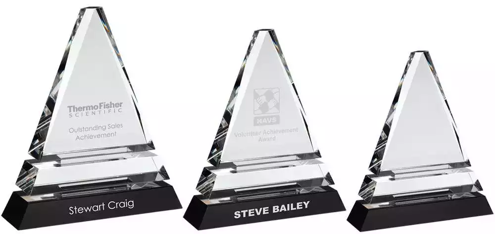 Glass Pyramid on Black Base