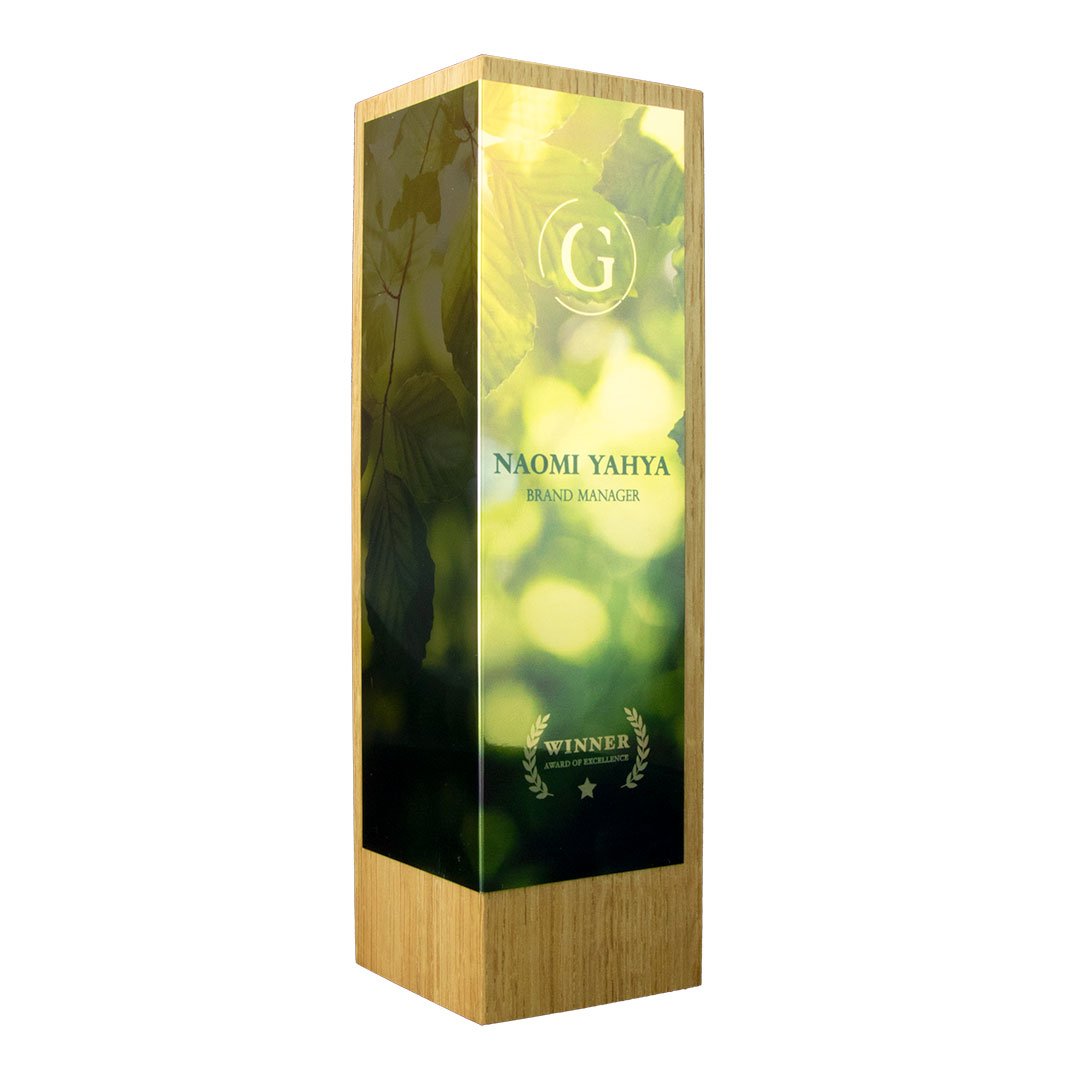 Column Award - Oak Column Metal Wrap