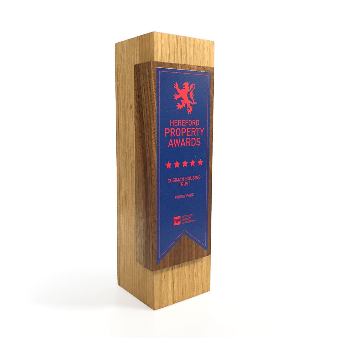 Column Award - Oak Column Metal Wrap