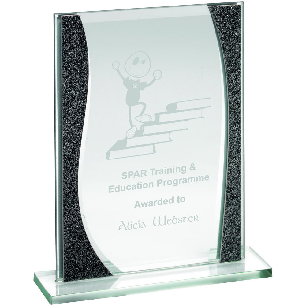 Jade Glass Shield With Silver/Black Star Design