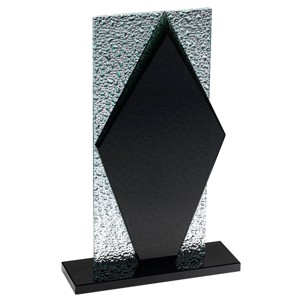 Black Glass Diamond and Base with Clear Frosted Backdrop