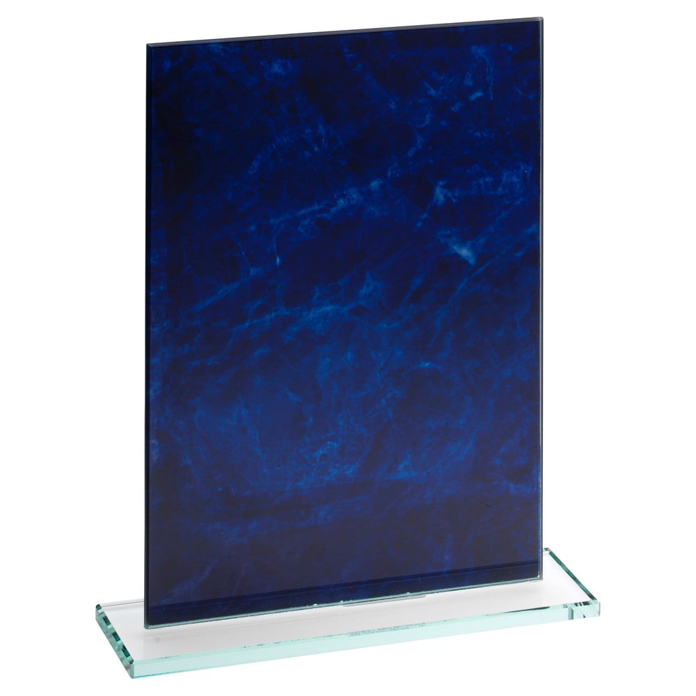 Blue Marble Backed Jade Glass Rectangle