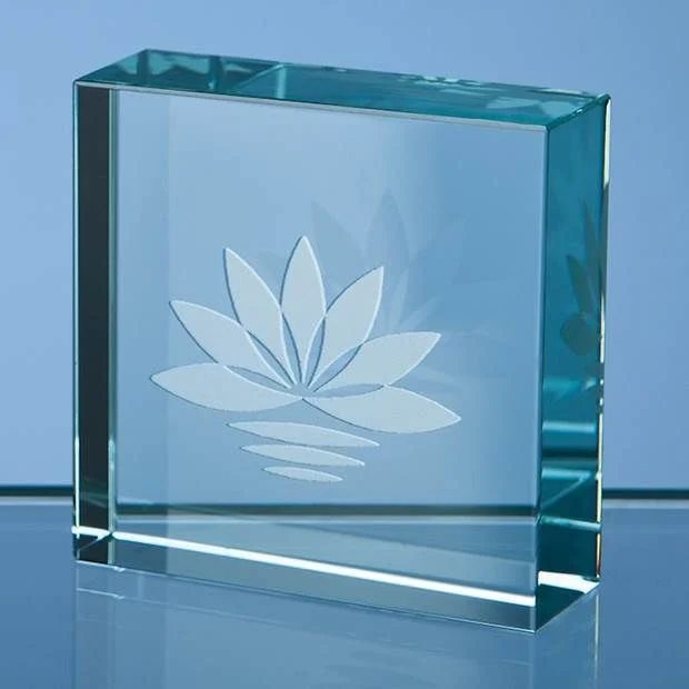 Jade Glass Square Paperweight