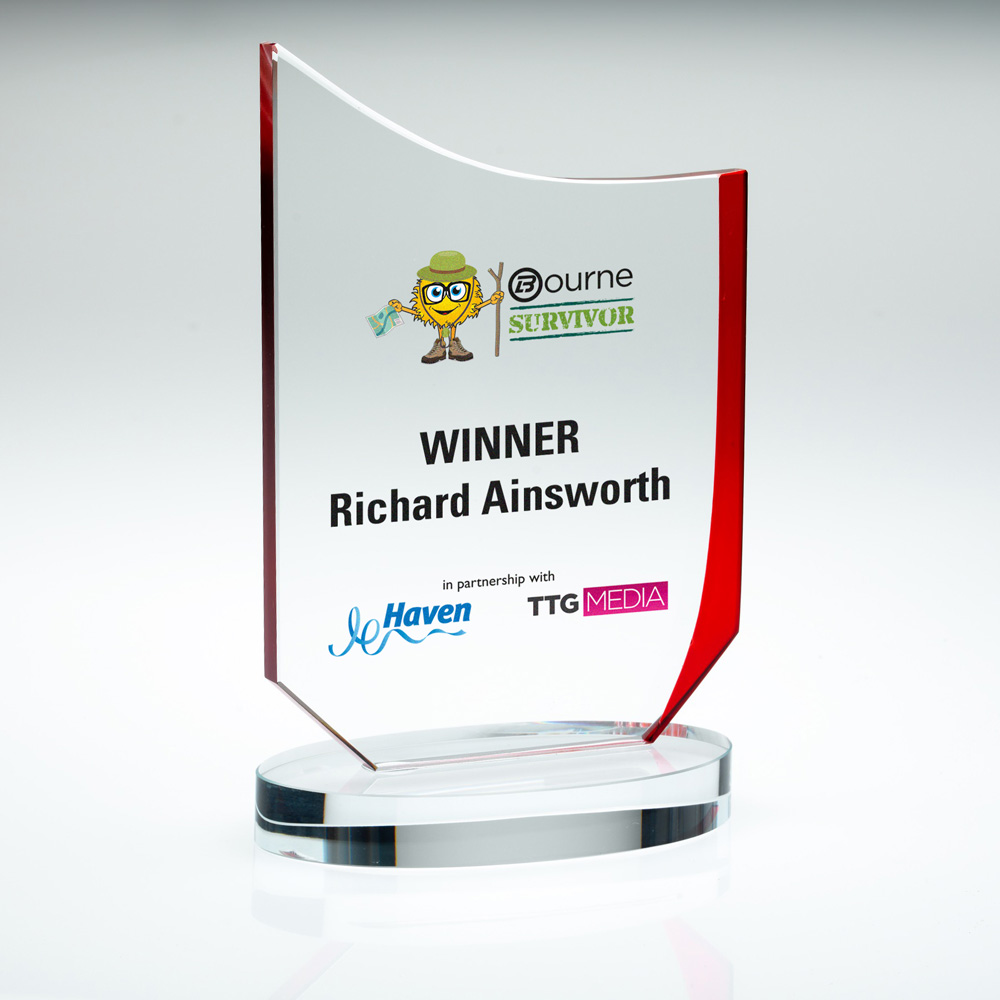 CLEAR/RED GLASS PLAQUE